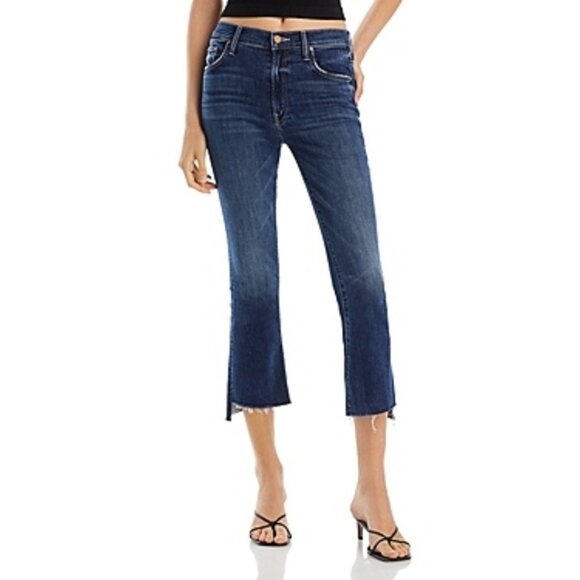 Mother Denim - 228$ MOTHER The Insider Crop Step Fray Flared Jeans High Rise Size 26 Dark Blue